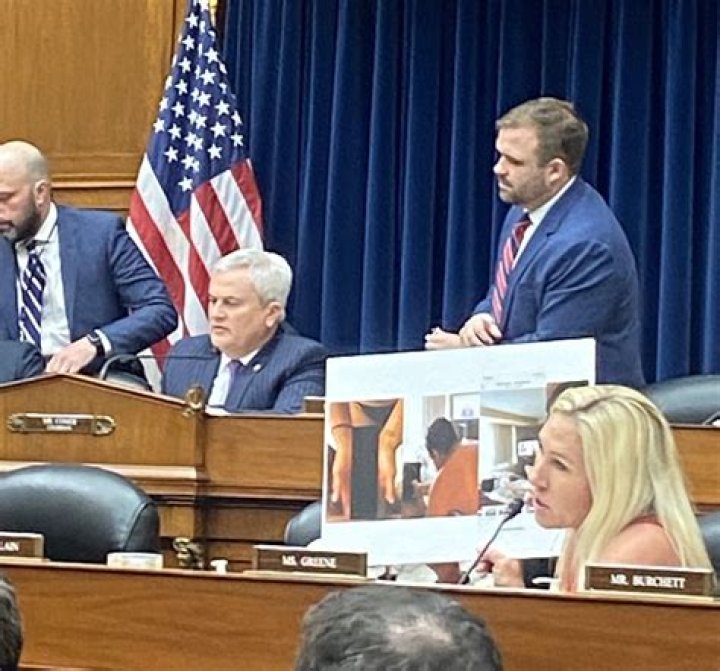 MTG once again showing blurred pic of Hunter Biden&rsquo;s penis on January 10, 2024 in congress. Images