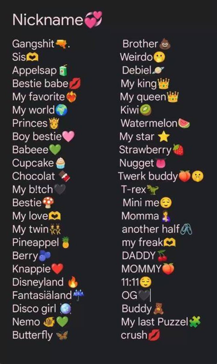 Snapchat Nicknames Cute names for girlfriend, Nicknames for friends, Cute names for boyfriend